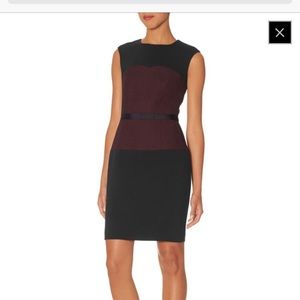 Maroon and black pencil dress